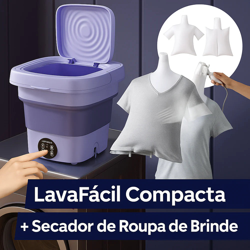 🧺 LavaFácil Compacta – Mini Lavadora Portátil + 🎁 Secadora de Ropa Gratis